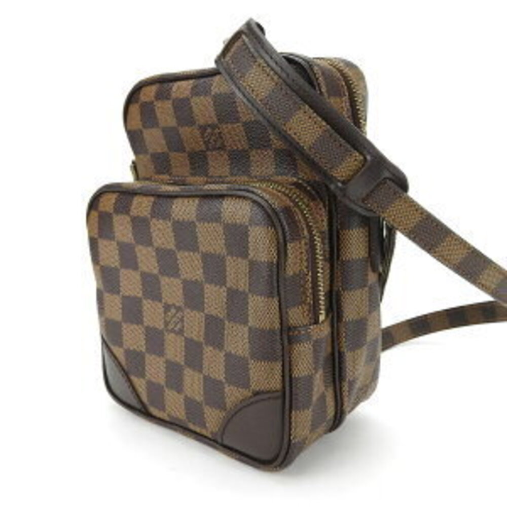 Louis Vuitton Amazon Shoulder Damier Bag Brown Canvas Leather